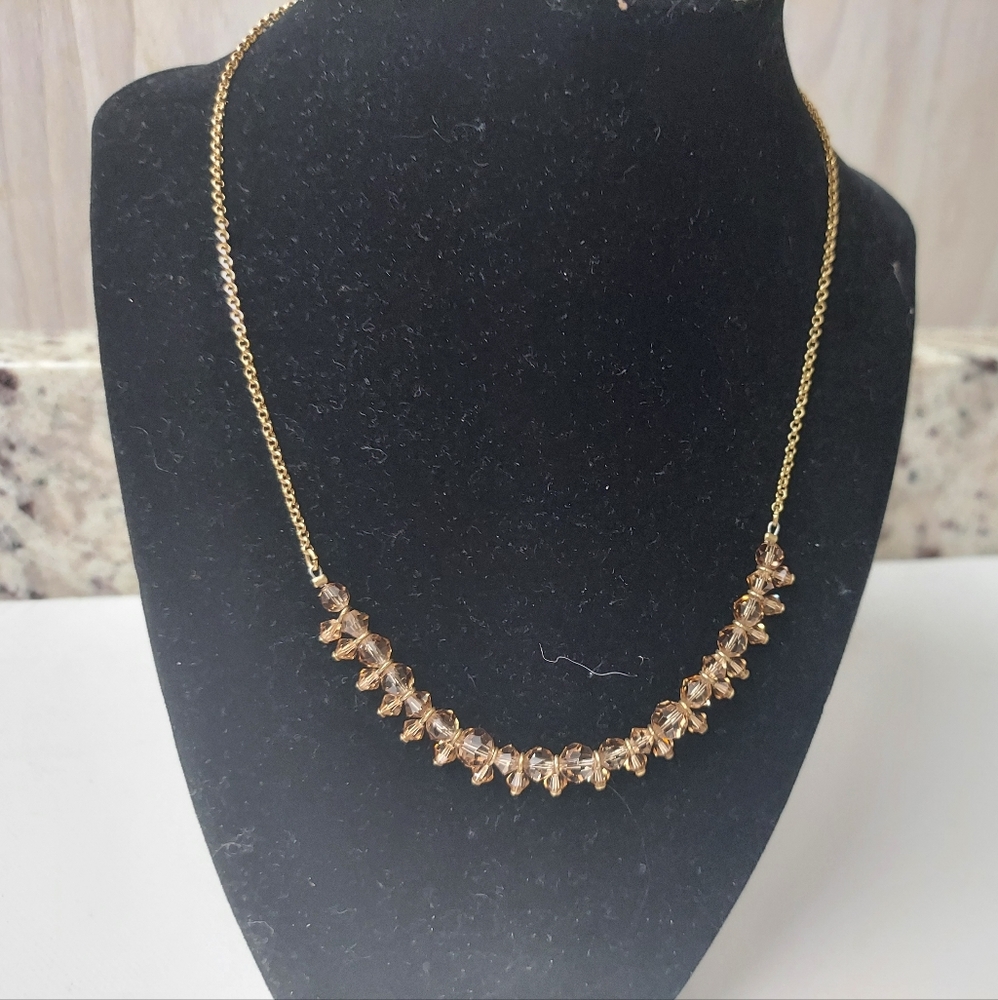 Givenchy Gold Tone Necklace Champagne Beads Vintage